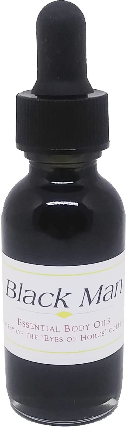 TCEShop Black Man For Men Scented Body Oil Fragrance Glass Dropper Top - Black - 1 oz. - ID38936