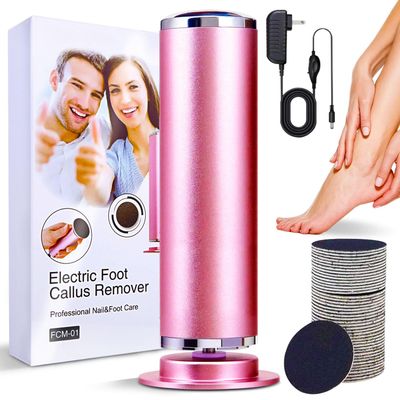 Dermave Electric Foot Callus Remover, 800RPM Electric Foot File Callus Remover for Feet with 60 pcs Sandpaper Discs, Stepless Speed Professional Foot Scrubber Pedicure Tools for Dead Skin and Calluses