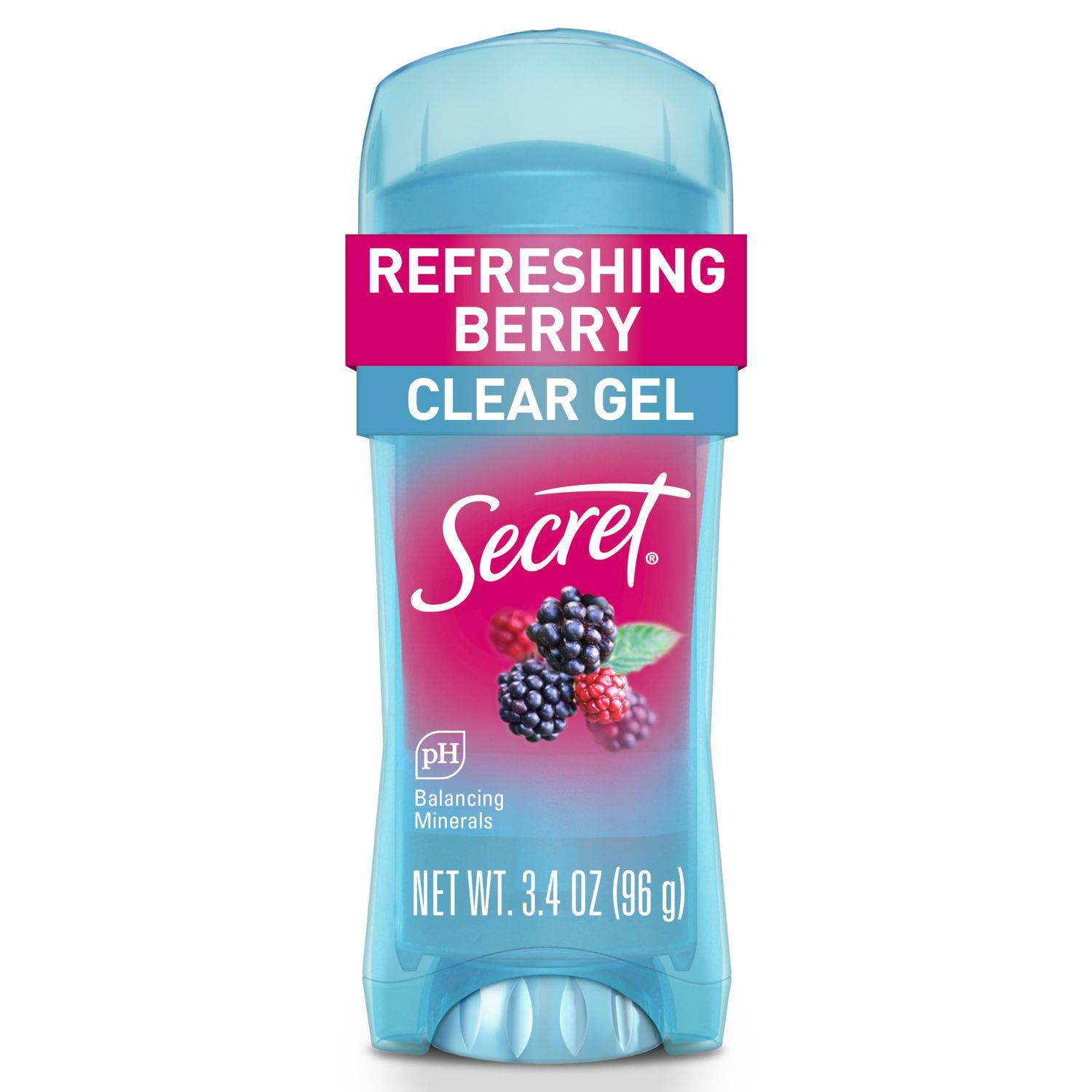 Secret Fresh Antiperspirant Deodorant for Women, 72hr Breathable Sweat &amp; Odor Protection, Instant Freshness &amp; Gentle, PH Balancing Minerals, Clear Gel, Refreshing Berry Scent, 3.4 oz