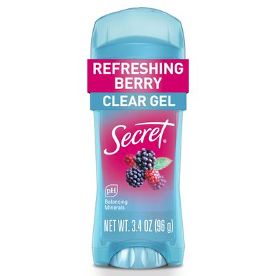 Secret Fresh Antiperspirant Deodorant for Women, 72hr Breathable Sweat &amp; Odor Protection, Instant Freshness &amp; Gentle, PH Balancing Minerals, Clear Gel, Refreshing Berry Scent, 3.4 oz