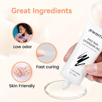 JEWHITENY 2PCS 25g Poly Nail Gel Clear Poly Gel Builder Natural Looking And Long Lasting,Trendy Nail Art Design Salon Professional Technician Tool for Beginner Need U V Lamp Curing