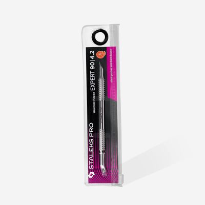 Staleks Manicure pusher EXPERT 90 TYPE 4.2 - Stainless Steel - Professional Cuticle Tool (beveled pusher and bent blade)