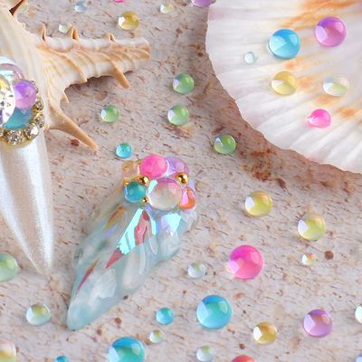 Mermaid Rhinestone mat Candy Caramel Stone Mix Beaded Nail Art Beads Blend Size 1440pcs(Mixed Color)