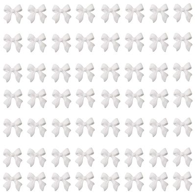 100 Pcs White Bow Nail Charm for Women Girl, 3D Bow Nail Decoration Resin Bow Nail Rhinestones Bowknot for DIY Nail Art Accessories