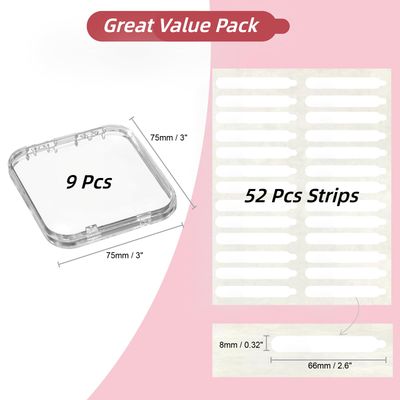 JYfeel Nail Case Organizer Set - 9 Press On Nail Storage Boxes with 52 Double-Sided Adhesive Tapes for Fake Nail Packaging and Salon Display Use (Clear)