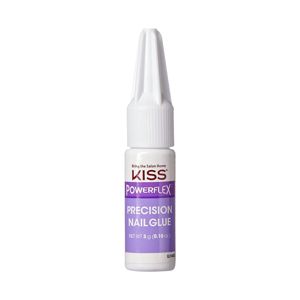 KISS PowerFlex Precision Nail Glue - Fast Drying Adhesive for Glue-On Nails &amp; Repairs with Precision Tip Nozzle, Ideal for Tips &amp; Wraps, Net Wt. 0.10 oz (3g)
