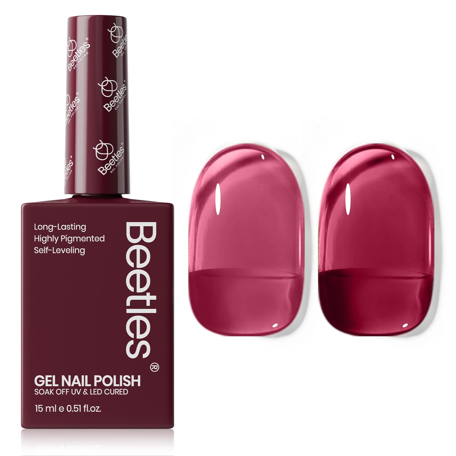 Beetles Gel Nail Polish, 1 Pcs 15ml Oxblood Red Full Maroon Red Color Soak Off Velvet Garnet Gel Polish Nail Art Manicure Salon DIY Uv Lamp Cured Gel Nail Design Decoration at Home Colorful Bottle Gel