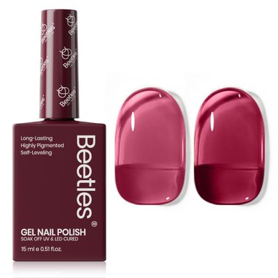 Beetles Gel Nail Polish, 1 Pcs 15ml Oxblood Red Full Maroon Red Color Soak Off Velvet Garnet Gel Polish Nail Art Manicure Salon DIY Uv Lamp Cured Gel Nail Design Decoration at Home Colorful Bottle Gel