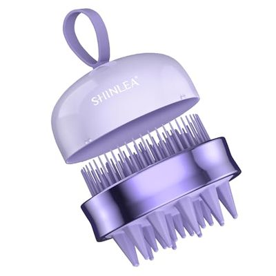 SHINLEA 2 in 1 Scalp Massager Shampoo Brush with Soft Silicone Bristles for Hair Growth and Dandruff Removal, Hair Brush Head Massager Scalp Scrubber Exfoliator for Both Wet and Dry Use (Purple)