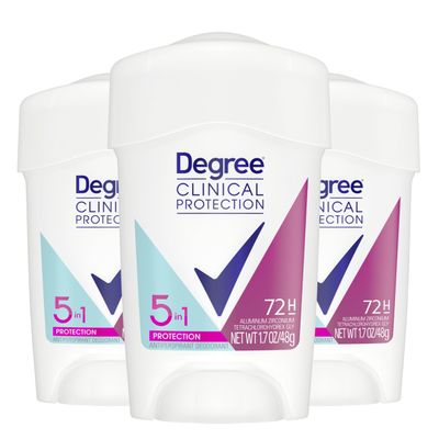 Degree Clinical Protection Antiperspirant Deodorant 5-in-1, Pack of 3, 72-Hour Sweat &amp; Odor Protection 1.7 oz