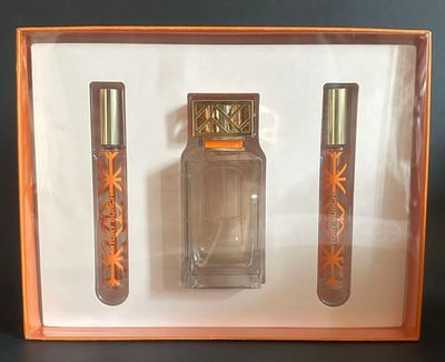 Tory Burch Eau de Parfum Fragrance Gift Set, 3.4 fl oz Full Size Spray and 2 Rollerballs,Orange Box