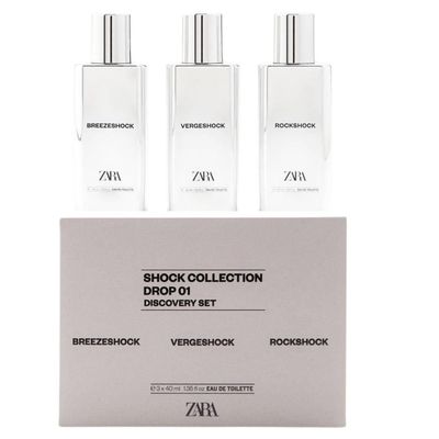 Zara Shock Discovery Set of 3 Mens Cologne Includes Fragrances Breezeshock Vergeshock Rockshock EDT Eau De Toilette 3 x 40 ML (1.35 FL OZ)
