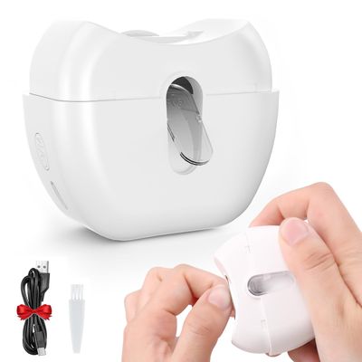 Nail Clippers for Women- Electric Nail Clipper,Gifts for Women Men Mom Her Him Kids Adults Senior Baby,with Dust Storage and LED Light &amp; 2 Speeds,Electric Nail Trimmer for Baby(White)