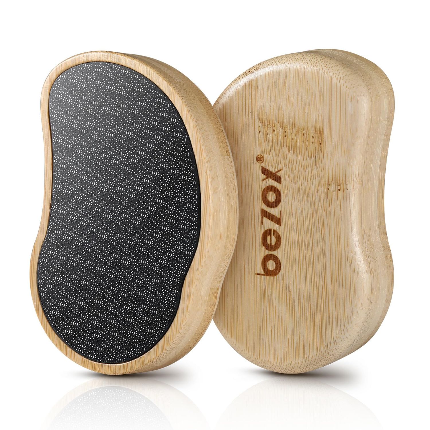 BEZOX Glass Foot Scrubber Shower(1 PCS) - Nano-Glass Pedi Egg Pumice Stone for Feet Dead Skin, Plastic-Free Pedicure Foot File Callus Remover - Bamboo Handle