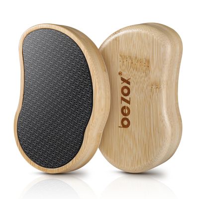 BEZOX Glass Foot Scrubber Shower(1 PCS) - Nano-Glass Pedi Egg Pumice Stone for Feet Dead Skin, Plastic-Free Pedicure Foot File Callus Remover - Bamboo Handle