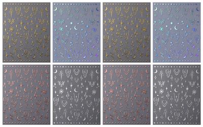 JMEOWIO 8 Sheets Aurora Holographic Moon Star Nail Art Stickers Decals Self-Adhesive Pegatinas Uas Colorful Nail Supplies Nail Art Design Decoration Accessories