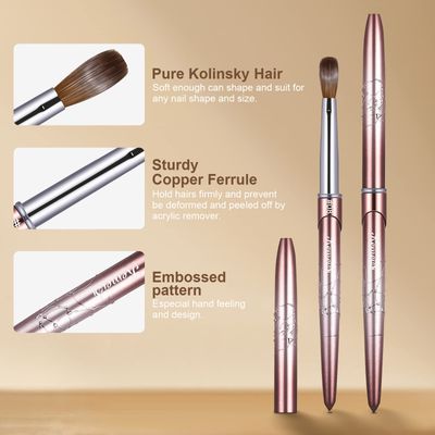 Acrylic Nail Brush Size 8,KEMEISI 100 Pure Kolinsky Nail Art Brushes Sturdy Handle Oval Shaped Acrylic Powder Nail Design Tools for Professional Manicure DIY Home Salon (Brown Gradient)