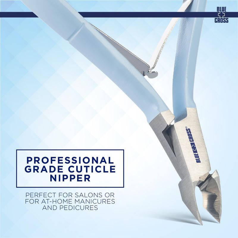 Blue Cross Cuticle Remover Nippers, Professional Nail Care Cutter &amp; Trimmer, Fingernail Toenail Clippers Tool for at Home DIY Manicures with Stainless Steel Sharp Durable Blades, 6mm Jaw Size, Blue