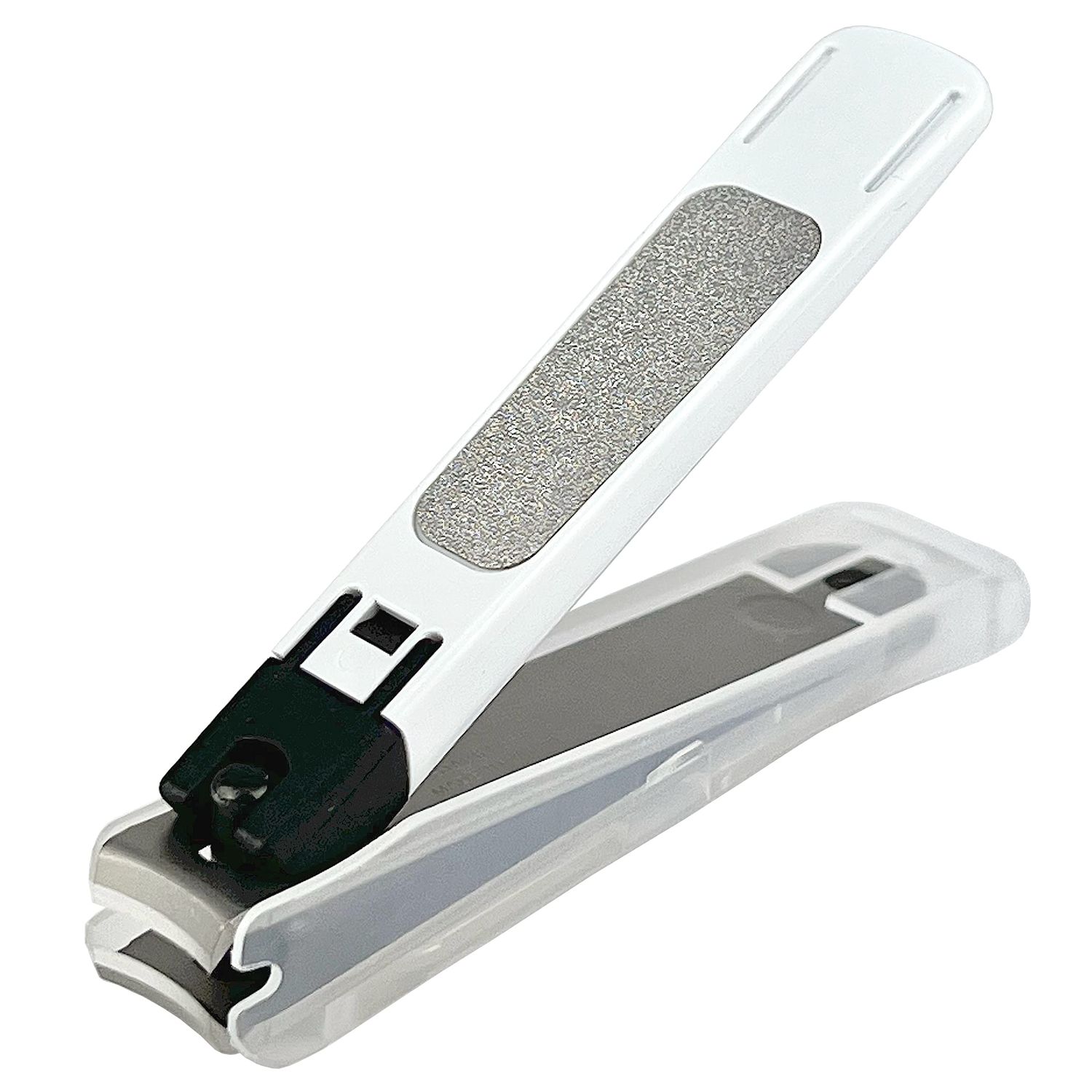 Kai Nail Clippers Type 001S White Stainless Steel Fingernail Toenail Thick Nail Clipper Cutter KE0121 with File &amp; Catcher for Adult Seniors Men Women Made in Japan