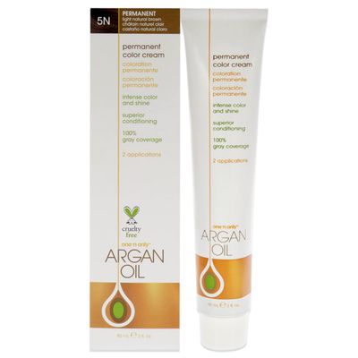 One N Only Permanent Hair Color - Permanent Hair Dye Made with Argan Oil - Delivers Rich, Accurate Tones with Gray Coverage - Improves Moisture &amp; Elasticity - 5N Light Natural Brown (3 oz)