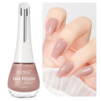 SUPWEE Nude Quick Dry Nail Polish, 16ml Air Fast Dry Regular Nail Polish Lacquer High Glossy Fall Finger Nail Manicure DIY Nail Art Salon Gift for Women Girl