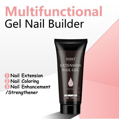 eodci Poly Nail Gel Pink Glitter 60g Gel Builder for Nails Disco Shiny Looking, Solid Gel Colors for Trendy Nail Art Designs Long-Lasting and Easy to Use for DIY Salon at Home
