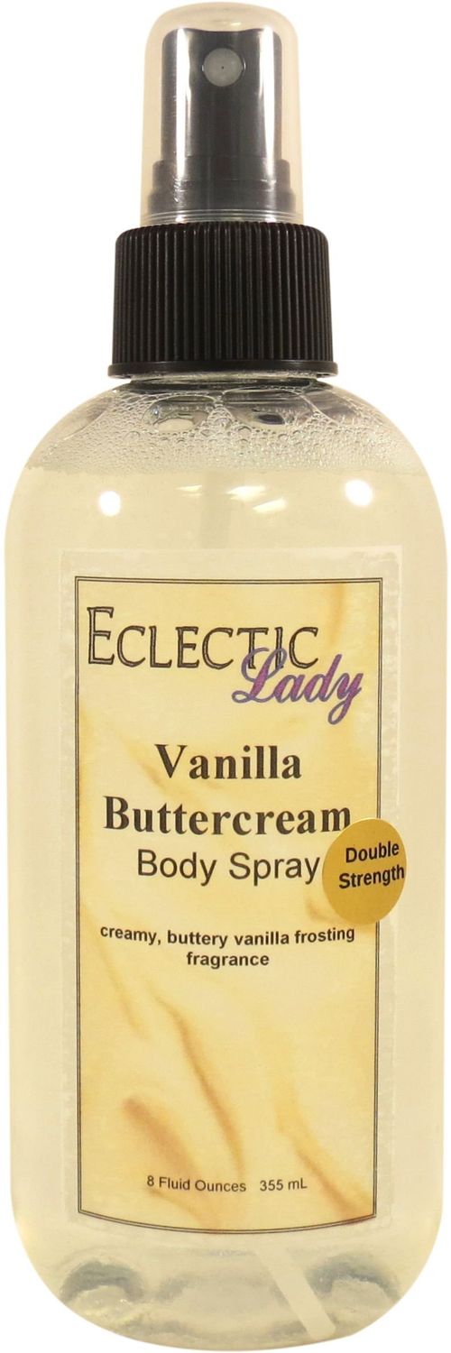 Eclectic Lady Vanilla Buttercream Body Spray, Double Strength, 8 ounces, Body Mist for Women with Clean, Light &amp; Gentle Fragrance, Cologne with Soft, Subtle Aroma For Daily Use