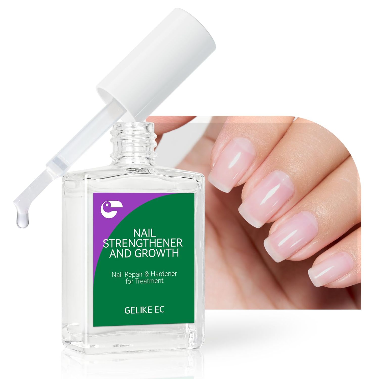 Nail Repair Strengthener for Home Care: Gelike EC 6 in 1 Natural Nail Protein Hardener Extra Strong and Growth - Long Lasting and Fast Dry Polish for Damaged Weak Splitting Break Treatment(Clear 15ml)