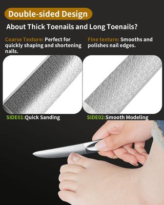 EBEWANLI Toenail File for Thick Toenails, 4.9-Inch Double Sided Stainless Steels Metal Nail File, Professional Toe Nail Files for Thick Nails, Heavy Duty Nail Files for Men, Women, Seniors