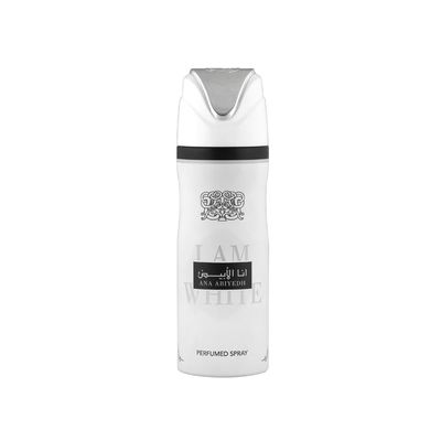 Lattafa Ana Abiyedh I Am White Perfumed Deodorant Spray for Men, 6.7 Ounce