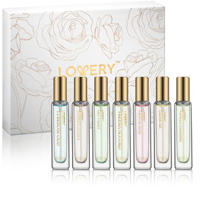 LOVERY Assorted Sampler Perfumes, 7 x 15ml Eau de Parfum Set, Clean Fragrances for Women &amp; Men, Travel Size, Vegan &amp; Cruelty Free