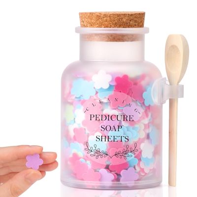 100g Foot Soak Flower Paper Soap Sheet 17.6oz Plastic Bath Salts Jar Pedicure Foot Soaks Portable Disposable Soap Sheets Colorful Hand Soap SheetRelaxing Bath Soap Set Mini Soap For Gifts Travel