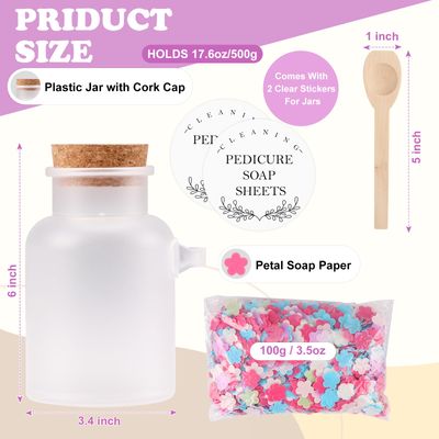 100g Foot Soak Flower Paper Soap Sheet 17.6oz Plastic Bath Salts Jar Pedicure Foot Soaks Portable Disposable Soap Sheets Colorful Hand Soap SheetRelaxing Bath Soap Set Mini Soap For Gifts Travel