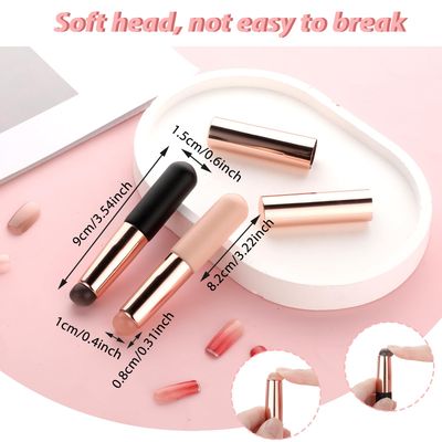 3PCS Silicone Nail Brush, Ombre Nail Brush, Silicone Lip Brush, Reusable Silicone Nail Chrome Applicator, Silicone Nail Brush Tools for Chrome, Ombre, French Nail, Lipstick, Concealer