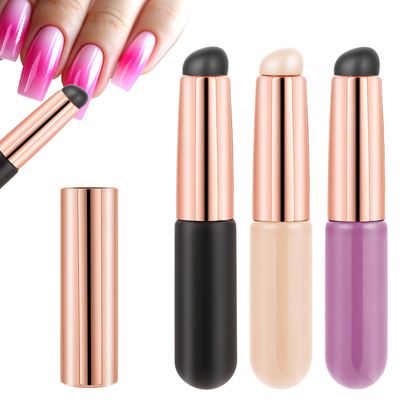 3PCS Silicone Nail Brush, Ombre Nail Brush, Silicone Lip Brush, Reusable Silicone Nail Chrome Applicator, Silicone Nail Brush Tools for Chrome, Ombre, French Nail, Lipstick, Concealer
