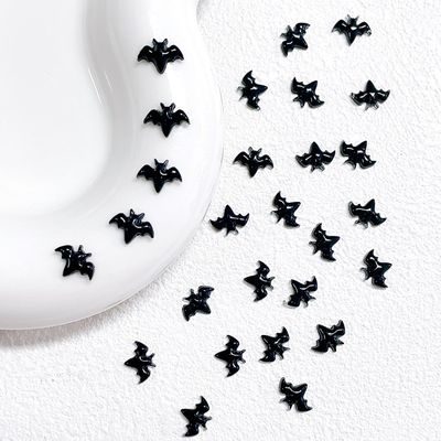 30Pcs Black Halloween Bat Nail Charms 3D Resin Black Bat Art Supplies for Acrylic Nails Halloween Design Cute Bat Nail Gems and Charms Nail Jewelry for Women DIY Nail Decoration Accessories