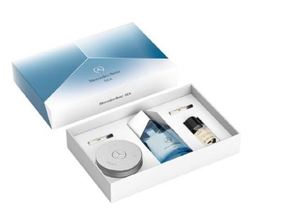 Mercedes-Benz Sea LSA Giftset - Mens Cologne Gift Set - 3 Colognes for Men, Hair Oil, Solid Shower Gel Body Wash - Grooming Essentials - 5 Pc