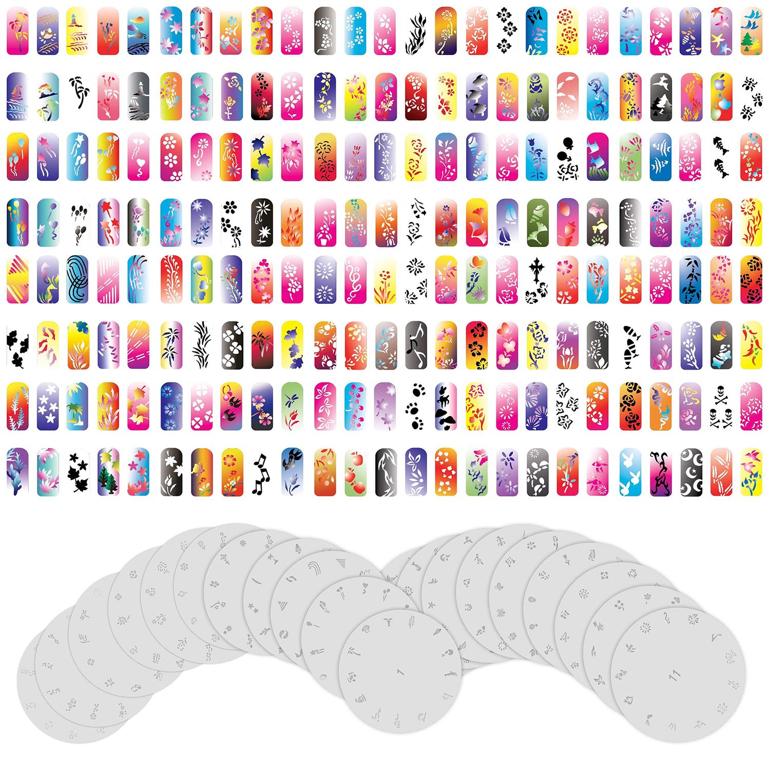Custom Body Art Airbrush Nail Stencils - Series 1: 260 Unique Designs in 20 Individual Templates