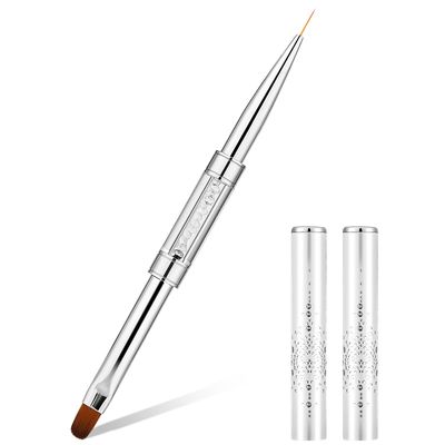Dual-Ended Nail Design Brush Hard Gel Nail Brush Oval Gel Nail Brushes Rhinestone Handle French Tip Nail Gel Liner Brush, French Manicure Brush Builder Gel Brushes for Design Nails Art Professional