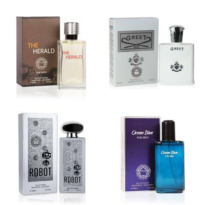 META-BOSEM The HeraldLampardRobotOcean Blue 4Pc Set Mens Cologne bottle Collection, Eau de Parfum Spray - Fresh Aquatic Scents - Holiday Gift (Pack of 4) Each 3.4 Fl Oz, Total 13.60 Oz