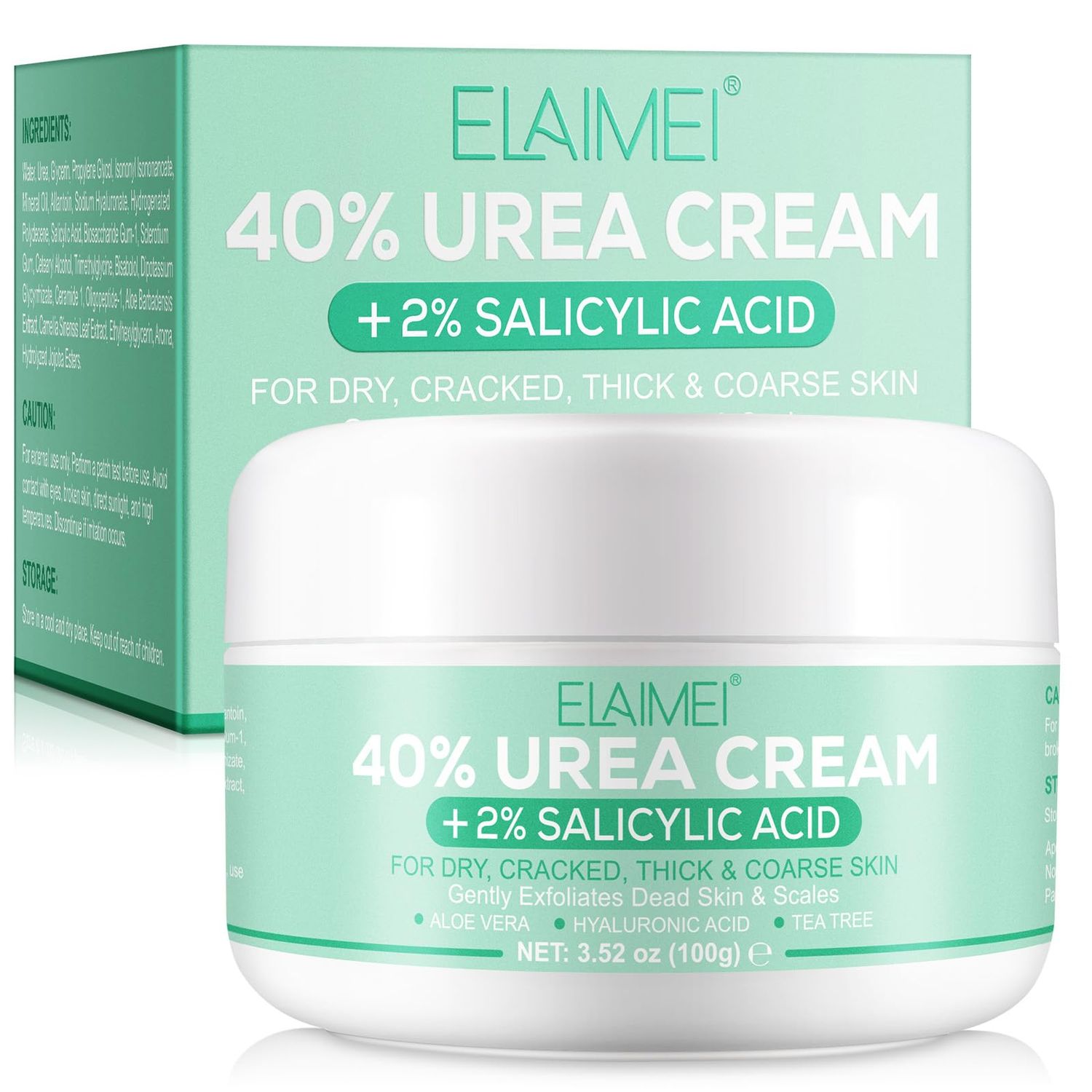Tiuedu 40 Urea Cream 2 Salicylic Acid for Dry Cracked, Foot Cream for Dry Cracked Feet Heels Knees Elbows Hands, Hydrating Cream for Dry Skin, Callus Remover,Feet Repair Cream -3.52 OZ