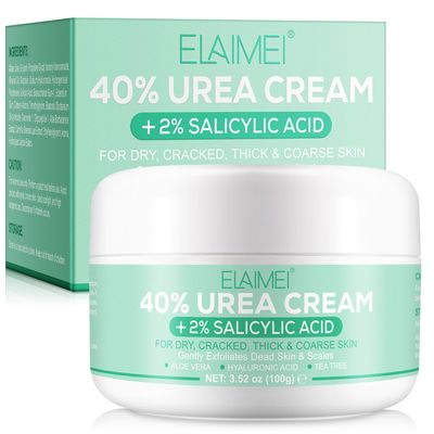 Tiuedu 40 Urea Cream 2 Salicylic Acid for Dry Cracked, Foot Cream for Dry Cracked Feet Heels Knees Elbows Hands, Hydrating Cream for Dry Skin, Callus Remover,Feet Repair Cream -3.52 OZ