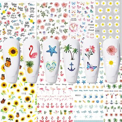 Spring Summer Nail Art Stickers Decals, Nail Stickers for Nail Art Design Holiday Decoration Accessories for Women Girls Kids 3D Self-Adhesive