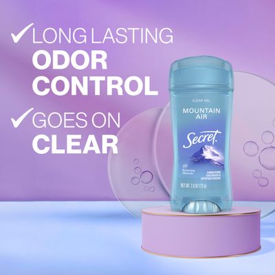 Secret Fresh Antiperspirant Deodorant for Women, 72hr Breathable Sweat & Odor Protection, Instant Freshness & Gentle, PH Balancing Minerals, Clear Gel, Mountain Air Scent, 2.6 oz