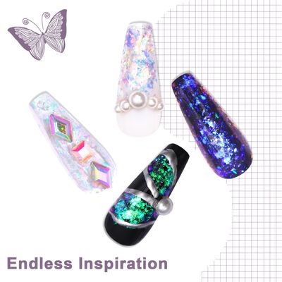 Laza Colorful Moonlight Chameleon Flakes Nail Glitter Irregular Opal Nail Foil Flakes Chunky Confetti Color-Shift Sequins Iridescent Fairy Dust for Mermaid Nails Design, Nail Decorations for Nail Art