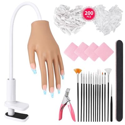 ALUROICE Practice Hand for Acrylic Nails - Nail Tips Wont Fall off Again- Flexible Fake Nail Mannequin Hand Practice for Training
