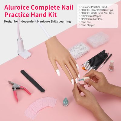 ALUROICE Practice Hand for Acrylic Nails - Nail Tips Wont Fall off Again- Flexible Fake Nail Mannequin Hand Practice for Training