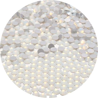 NCB 2000pcs Flatback Round Glass Nail Art Rhinestones Crystal for DIY Making Accessories Shoes, Clothes, Face Art, Bags, Manicure (White Opal, SS8 2000pcs)