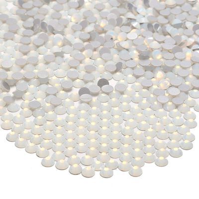 NCB 2000pcs Flatback Round Glass Nail Art Rhinestones Crystal for DIY Making Accessories Shoes, Clothes, Face Art, Bags, Manicure (White Opal, SS8 2000pcs)