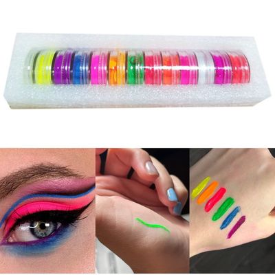 Major Dijit Neon Phosphor Pigment Powder Set Fluorescent Nail Glitter Eye Powder Manicure Decoration Nail Art Dust Pigment Paillettes (C)